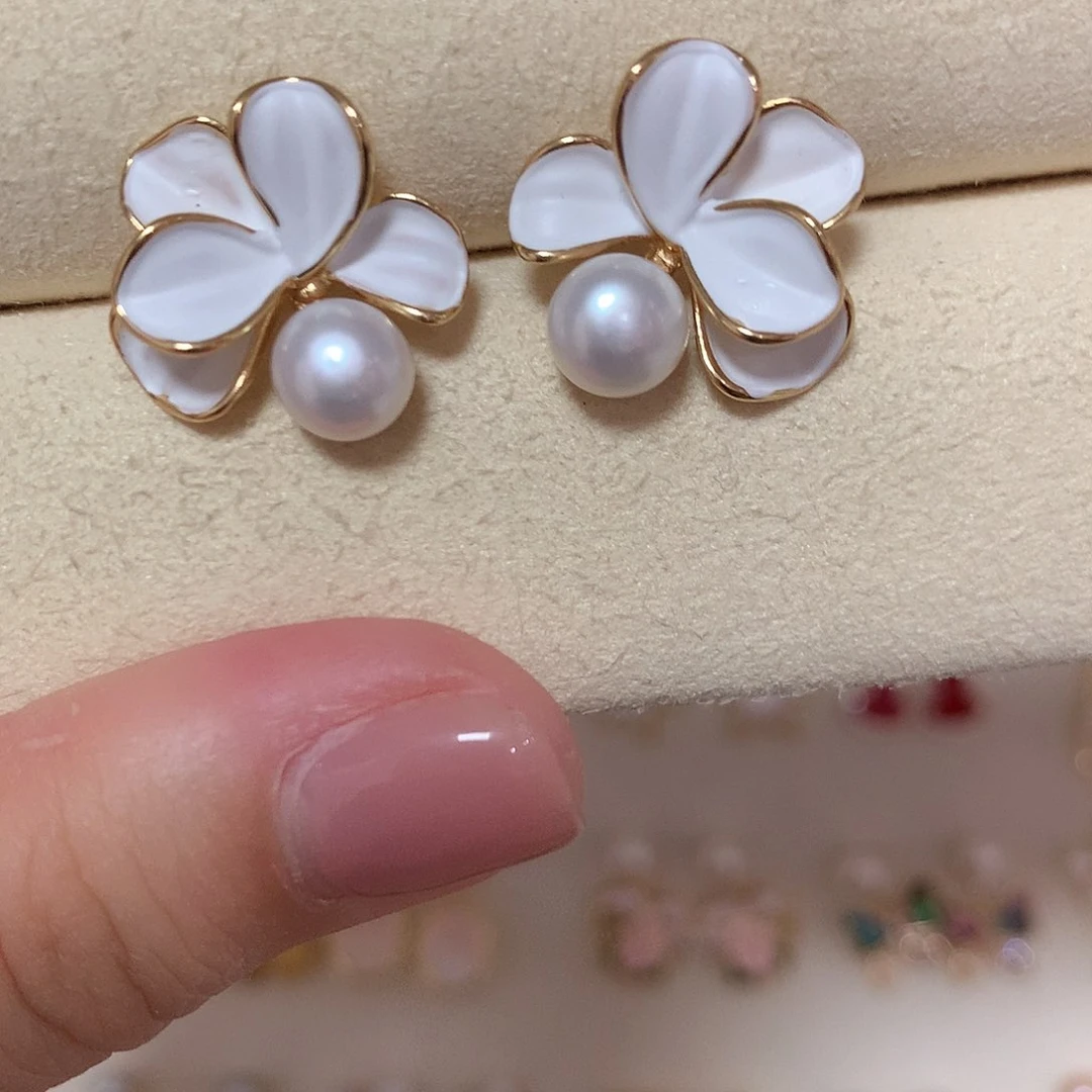 淡水珍珠耳饰合金