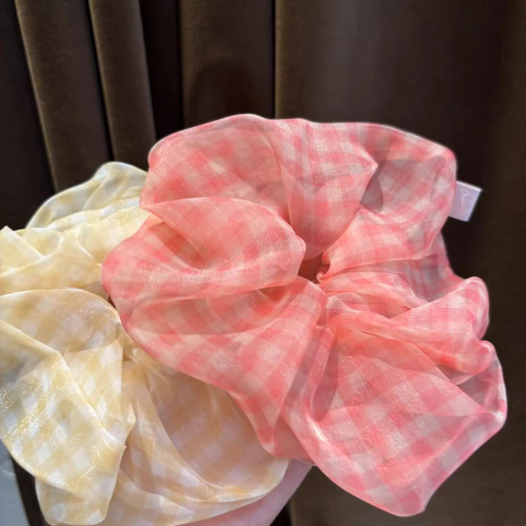 韩国时尚格子发圈T715