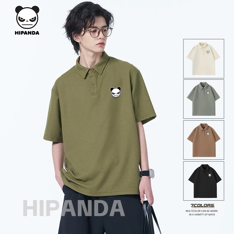 HiPanda潮牌显白绿色短袖polo衫男士夏季美式休闲翻领宽松半袖t恤