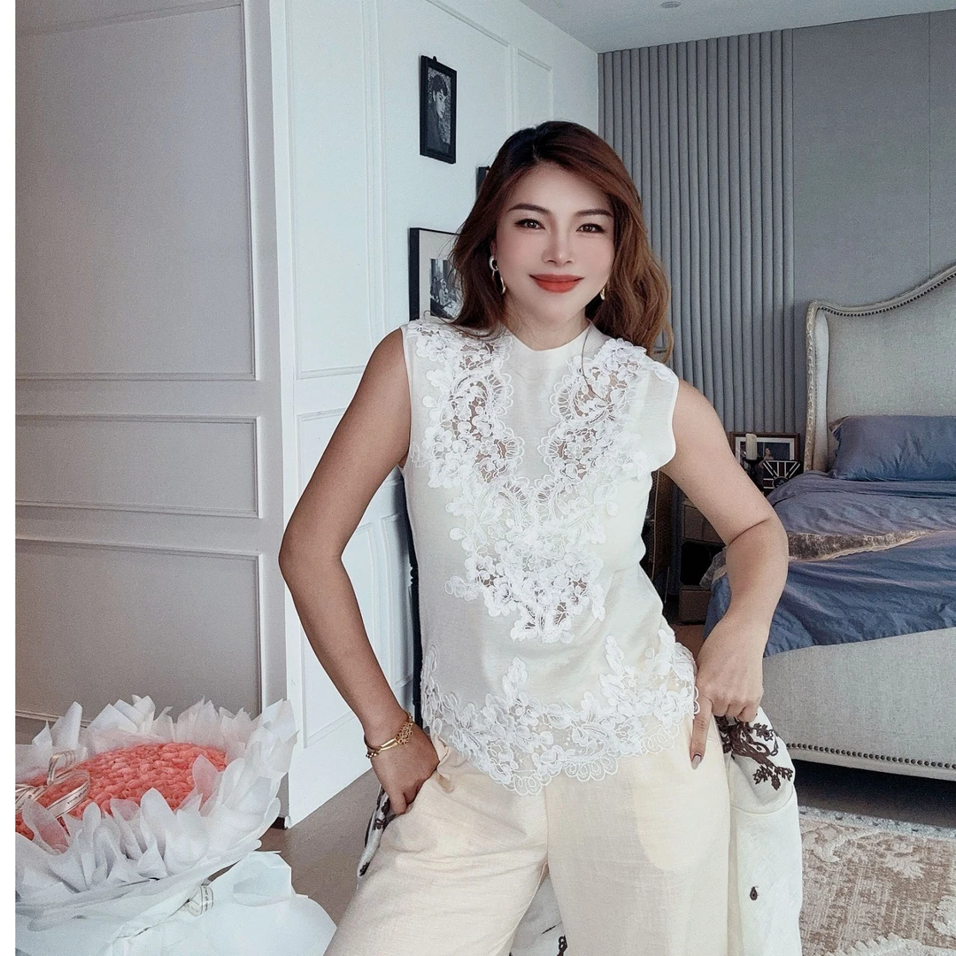 SIYI QUEEN 美丽诺 拼蕾丝背心