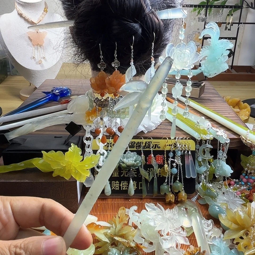 蛇纹石玉合金发饰