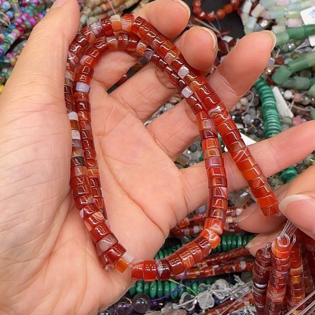 玛瑙/玉髓合金珠宝半成品飘花红玛瑙6mm一条剁珠