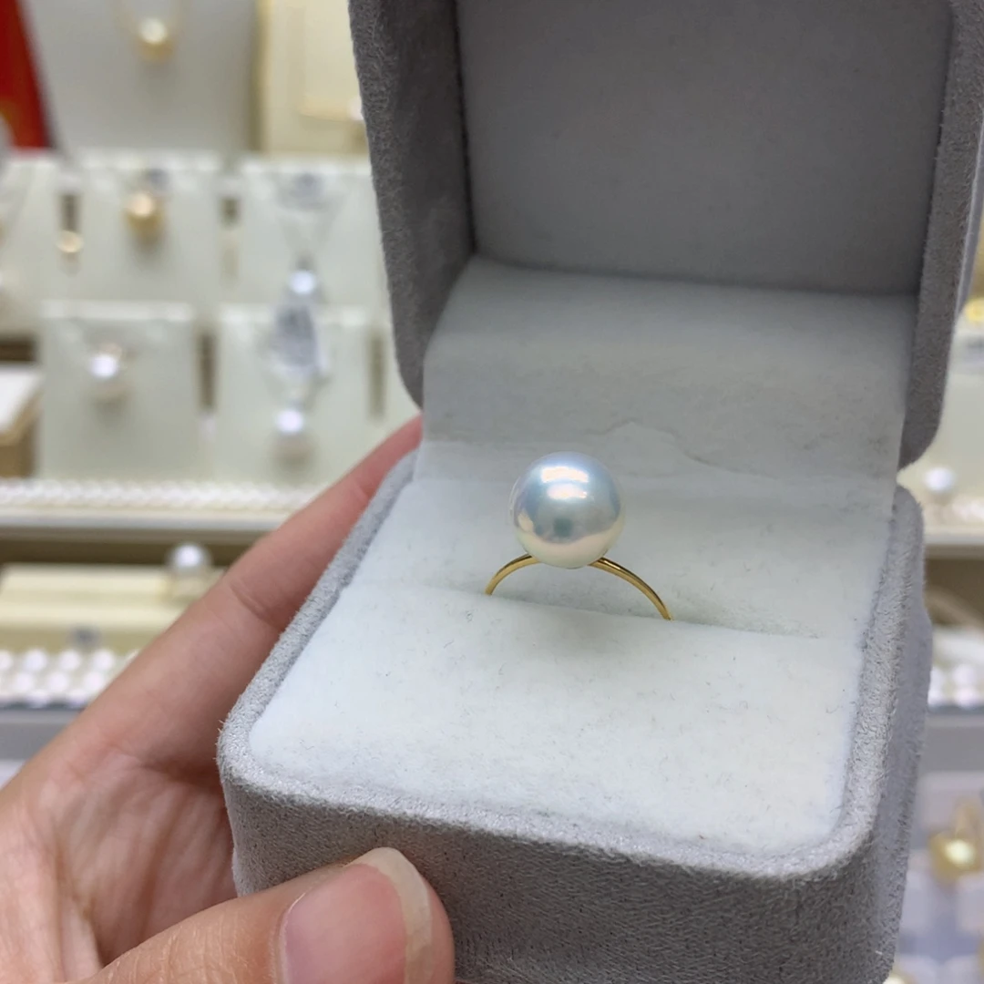 戒指18K金镶嵌淡水珍珠