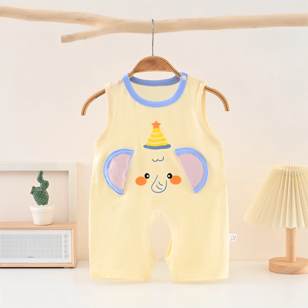 夏季薄款婴幼儿连体开裆爬服宝宝哈衣轻薄爬服空调服睡衣