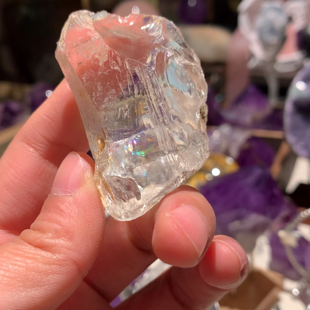 水晶乌拉圭紫水晶双尖未镶嵌?***?白水晶