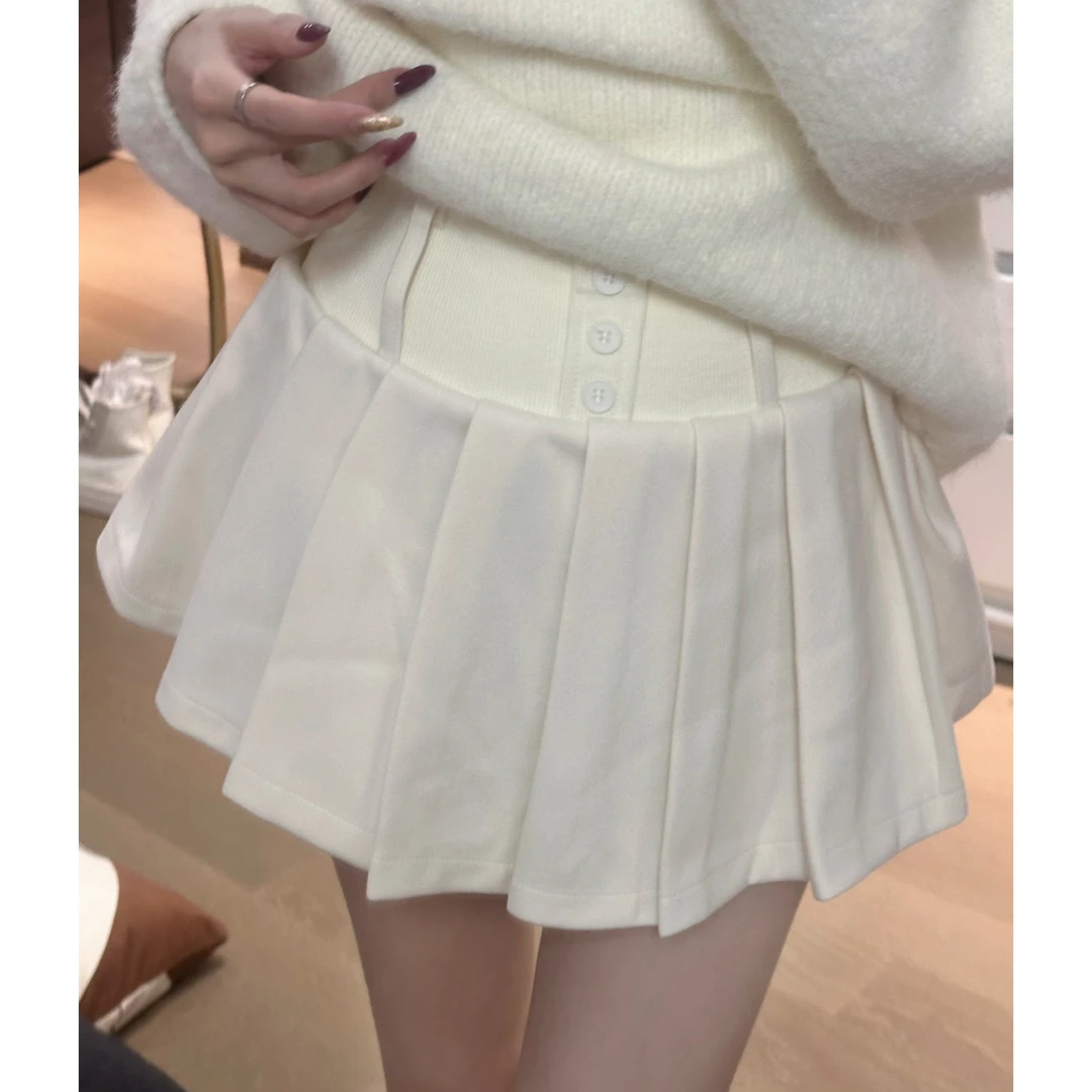 APear♥~韩系洋气显瘦高腰秋冬毛呢A字半身裙