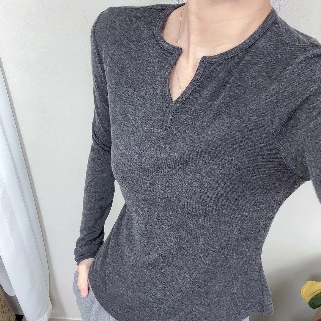 美丽奴速干羊毛长袖美利奴V领跑步运动T恤徒步透气排汗户外打底女