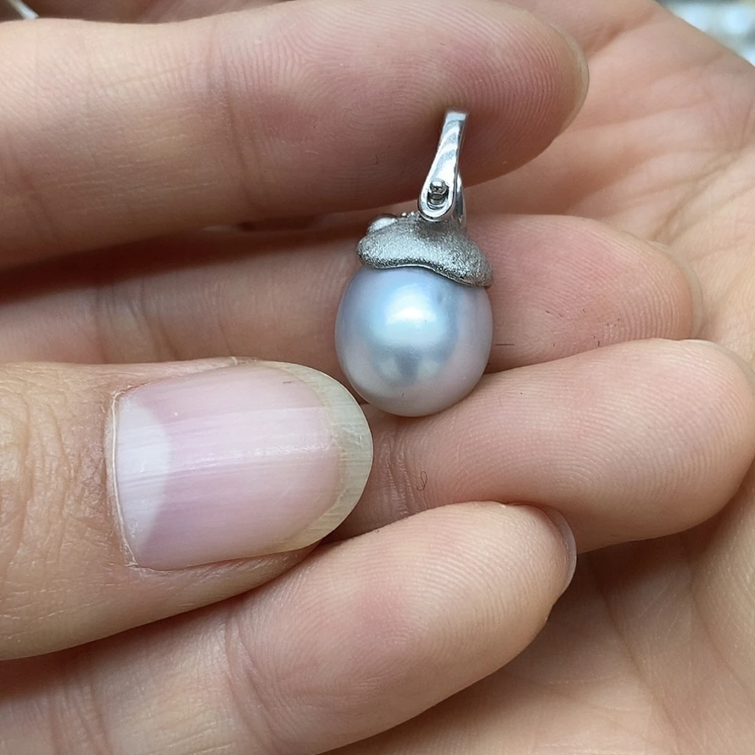 吊坠(不含链)银S925镶嵌海水珍珠