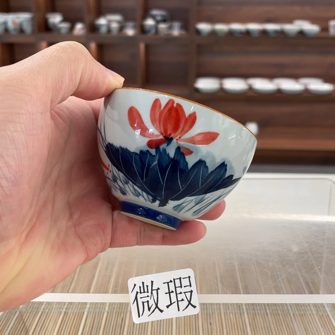 釉下手绘茶具微瑕