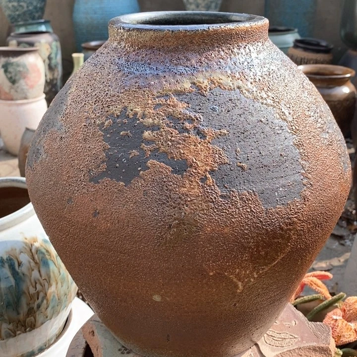 紫砂花盆高约30口13手工无孔