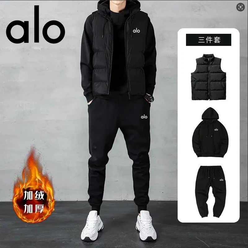 【专柜轻奢】Alo套装男款正品2025新款爆款冬季加绒运动卫衣服男装