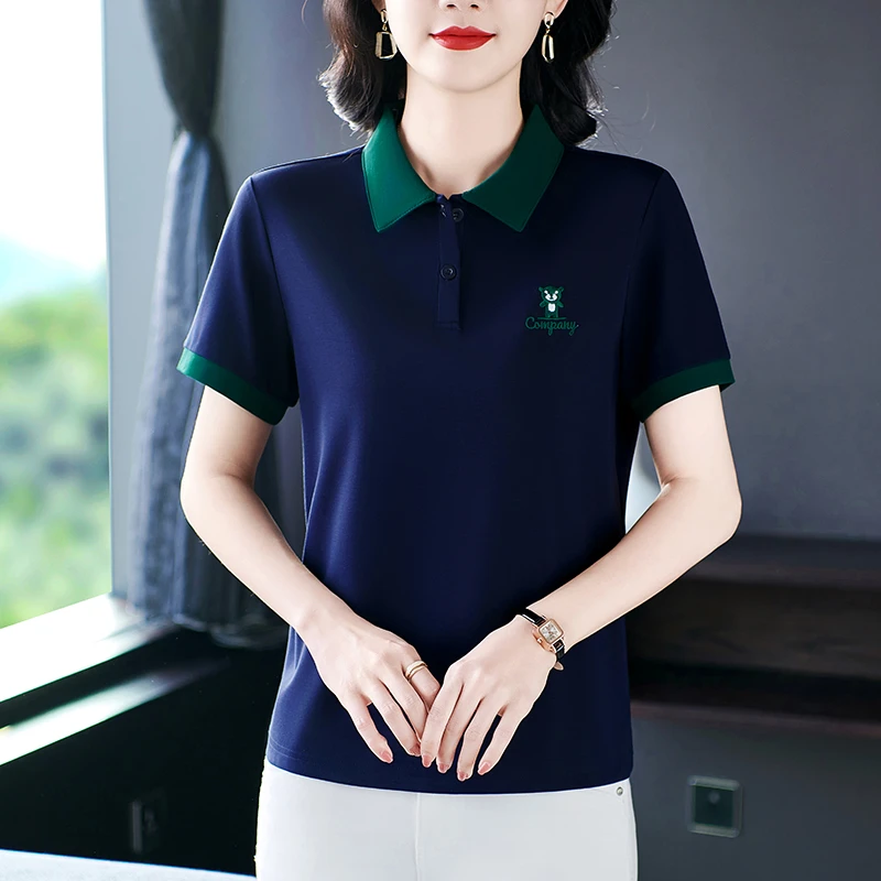 恩狐品牌休闲时尚短袖T恤夏季2025新款洋气减龄POLO领上衣