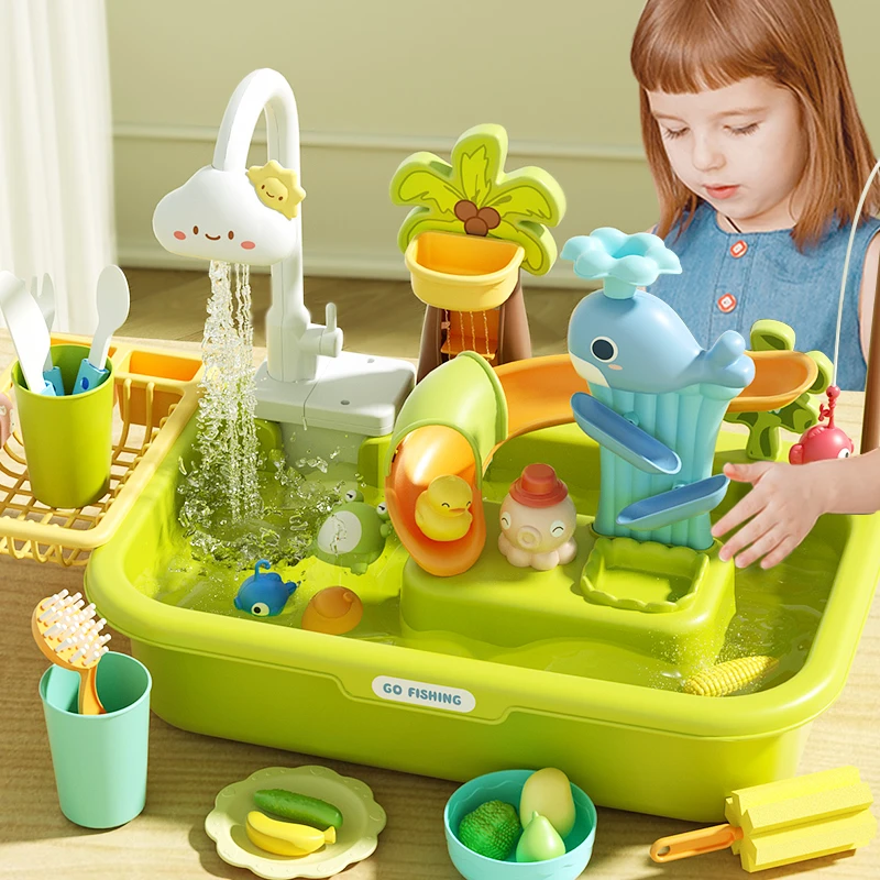 儿童玩水玩具电动洗碗机台宝宝3一6岁厨房过家家女孩生日礼物男孩