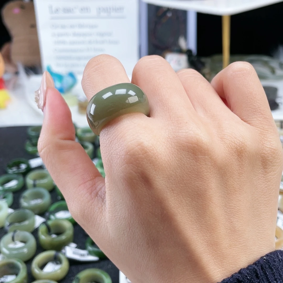 和田玉未镶嵌戒指P38糖青馒头17.7不退换