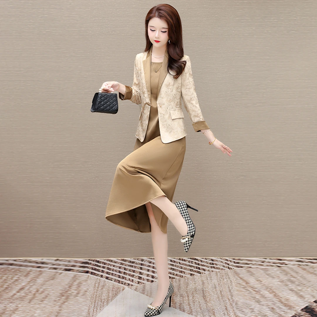 【可蓓儿】广州十三行气质连衣裙2025新款春夏轻奢高级感爆款两件套