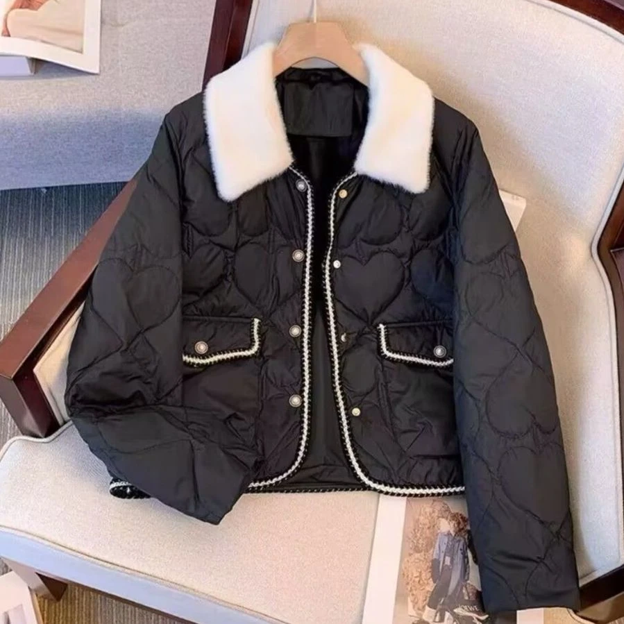 2026新款港风设计感宽松复古简约时尚女时尚减龄衣服棉服