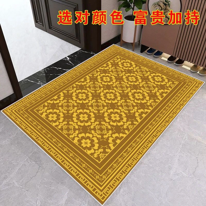 入户门地垫中式玄关招财门垫开运黄色地毯防滑耐脏耐磨蹭泥脚垫