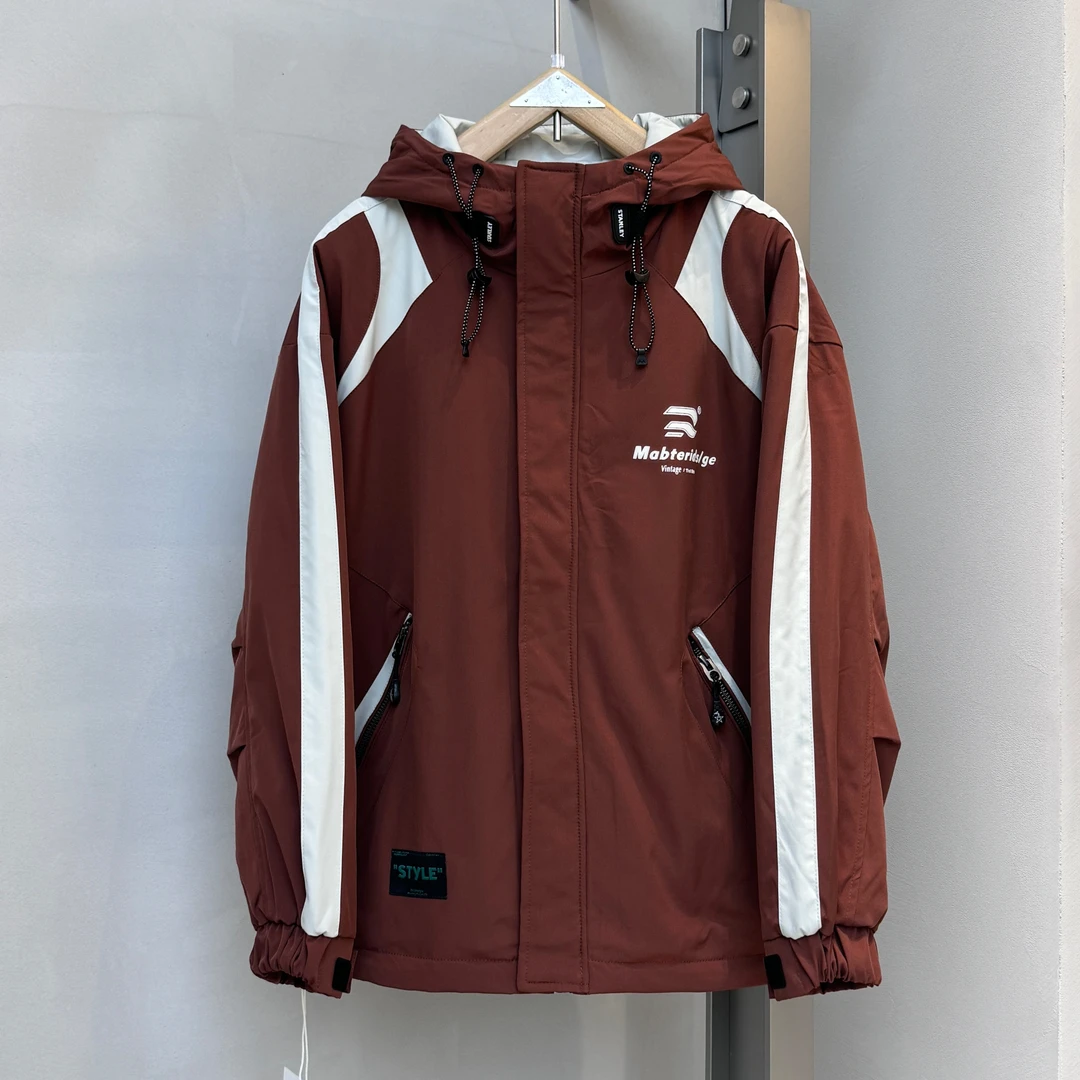 【认真的雪】情侣款冲锋衣加厚棉服夹克外套拼接结构潮牌二棉Z-6016