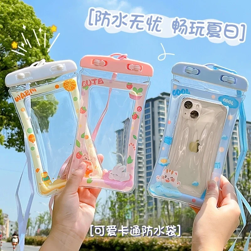 卡通气囊防水袋有挂绳手机袋通用可触屏游泳手机防水套卡通防水袋