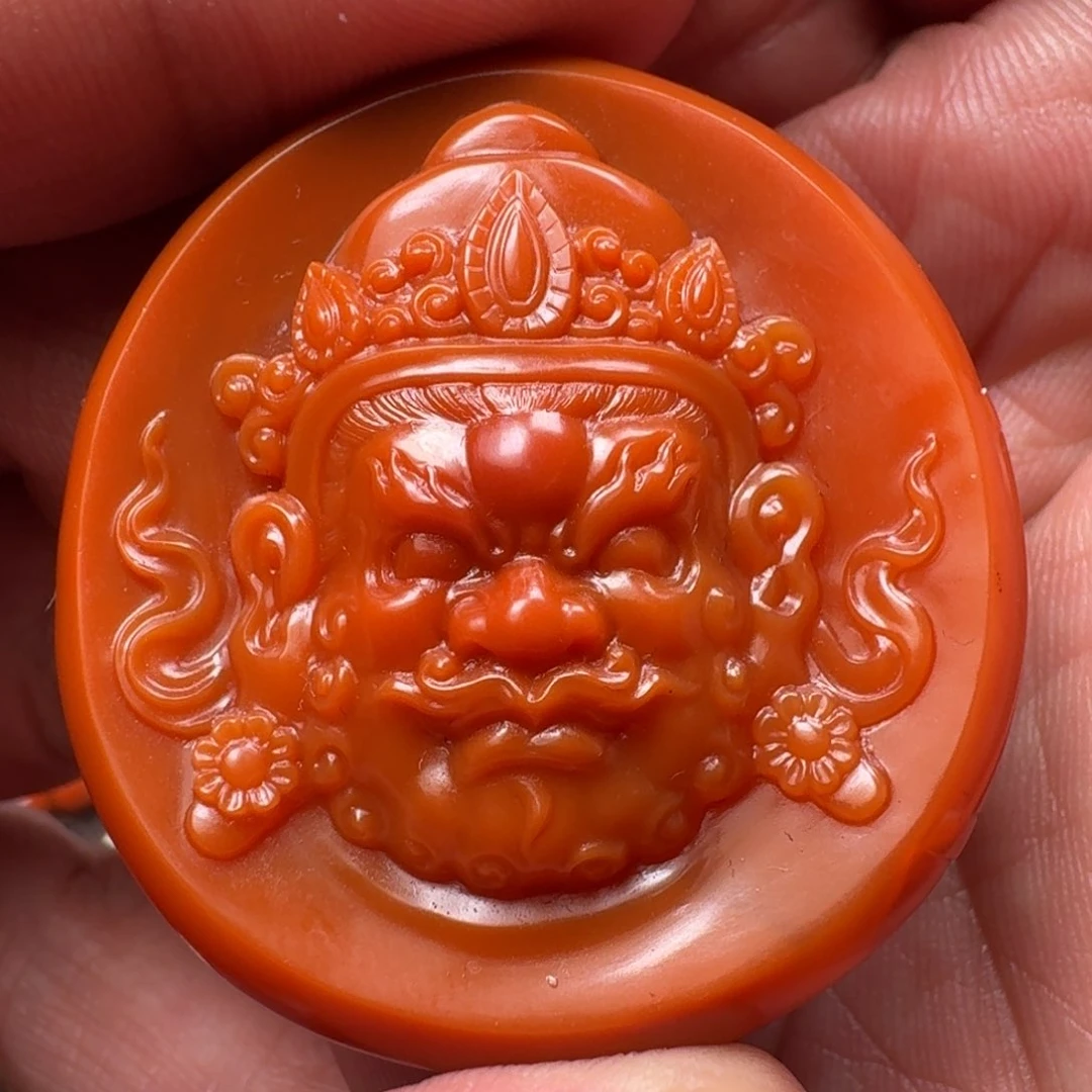 南红玛瑙黄财圆牌号40mm未镶嵌