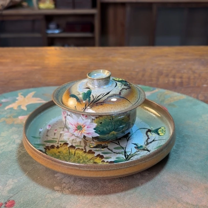 柴烧纯手工手绘陶瓷