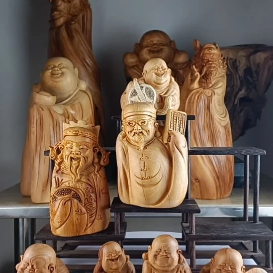 萱***扬香榧木崖柏弥勒手把弥勒