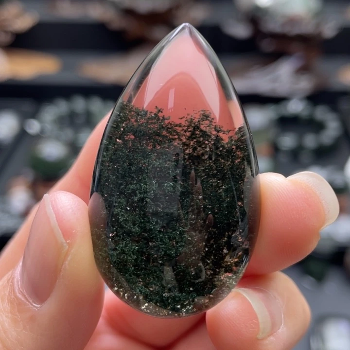 颈饰水晶未镶嵌绿幽灵聚宝盆吊坠水滴