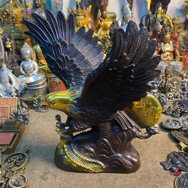 纯铜鎏金大展宏图雄鹰摆件25✖️17厘米