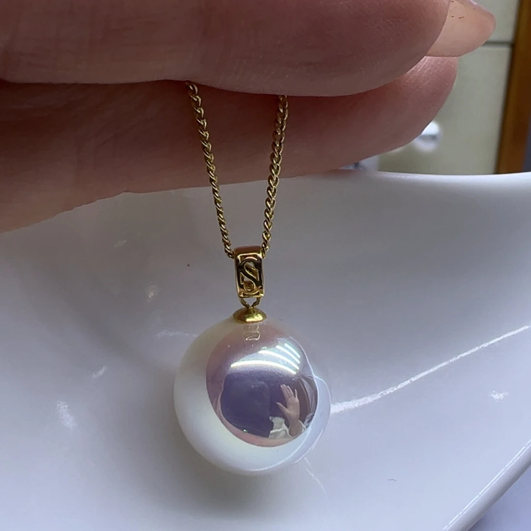 淡水珍珠吊坠(赠链)18K金镶嵌