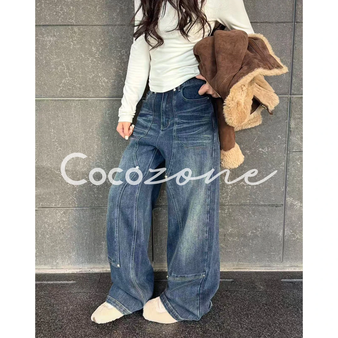 COCO ZONE 刘 一一 “羊毛牛仔”绵羊毛混纺阔腿牛仔裤CD1A1814