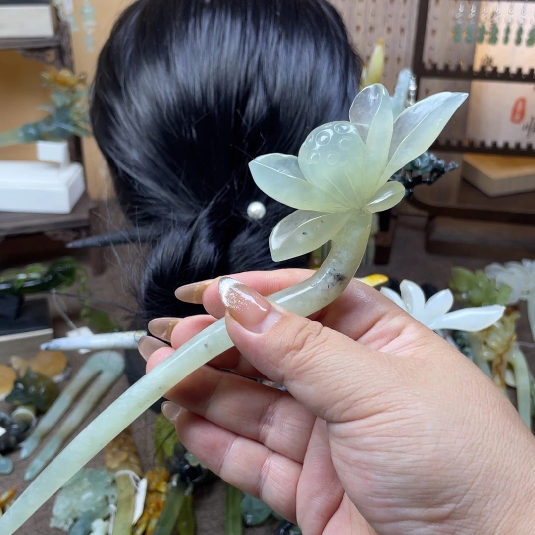 岫玉未镶嵌发饰发簪