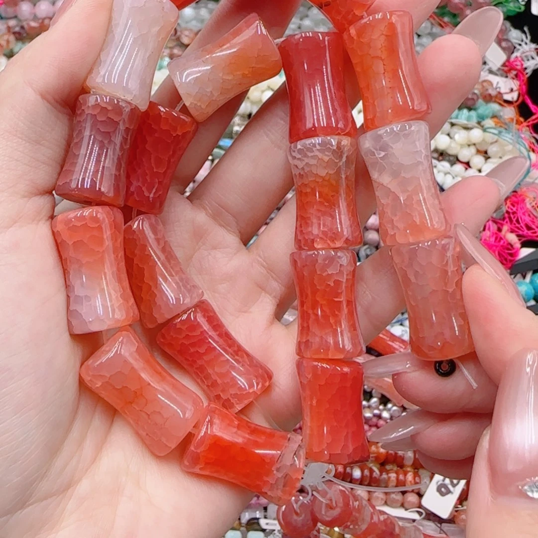 玛瑙/玉髓未镶嵌珠宝半成品龙纹玛瑙竹节一条13-20