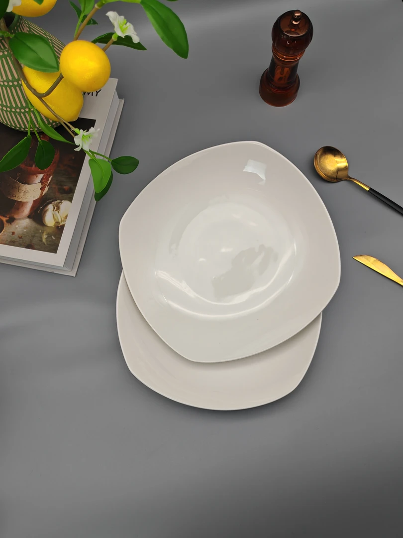 2025新品大四方盘9.5英寸元宝碗凉菜盘炒菜盘简约欧式纯白家用1个