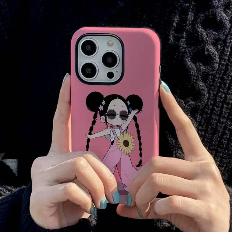 新款潮牌功夫向日葵女孩菲林二合一手机壳适用苹果13pro华为小米