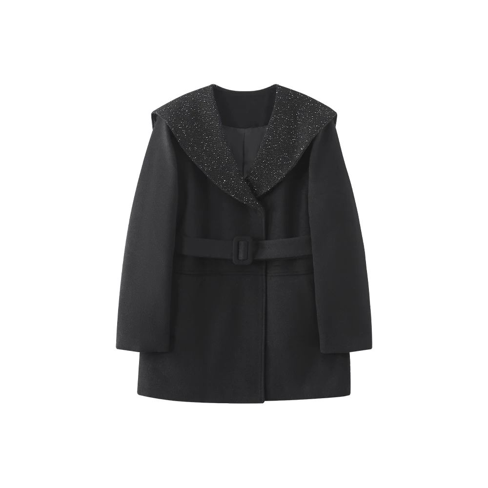 冬季羊毛海军领亮片宽松百搭羽绒外套58869367