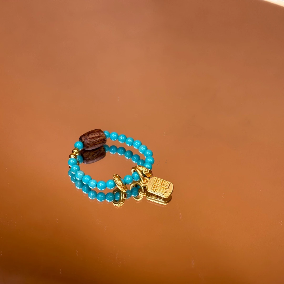 铜合金戒指 原创设计饰品配饰戒指链 华光映彩祈福雅韵金辉手工