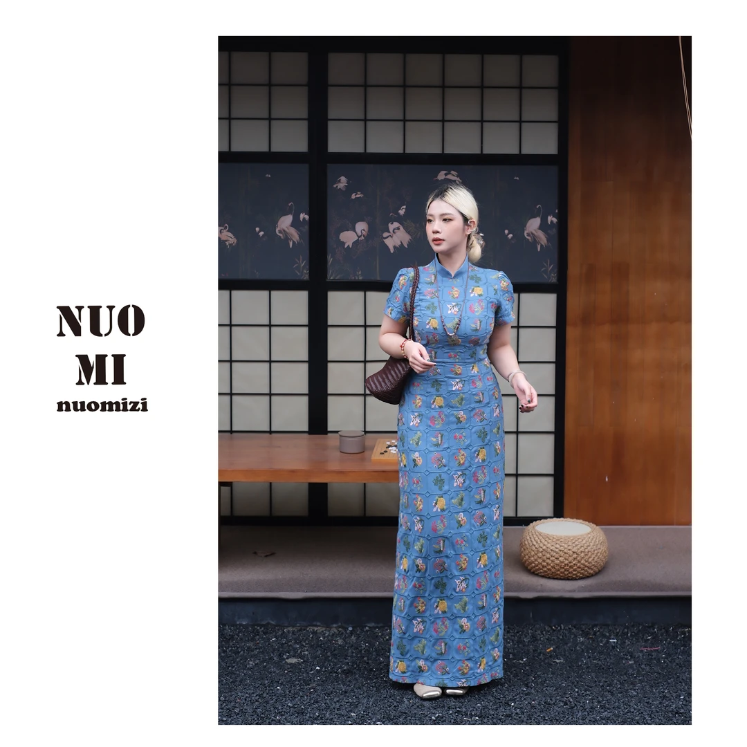 ZOZ糯米子[蓝田生物]新中式碎花2025夏季订婚新款国风旗袍裙