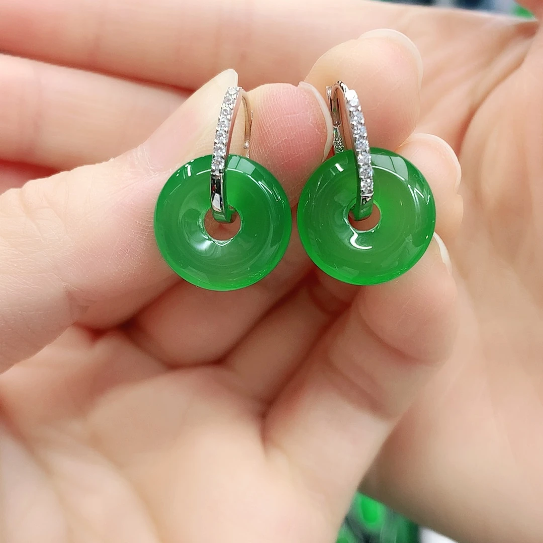 银S925镶嵌耳坠玛瑙/玉髓