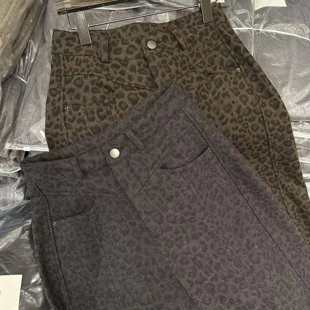 冬款加厚豹纹长裤休闲时尚高腰9298