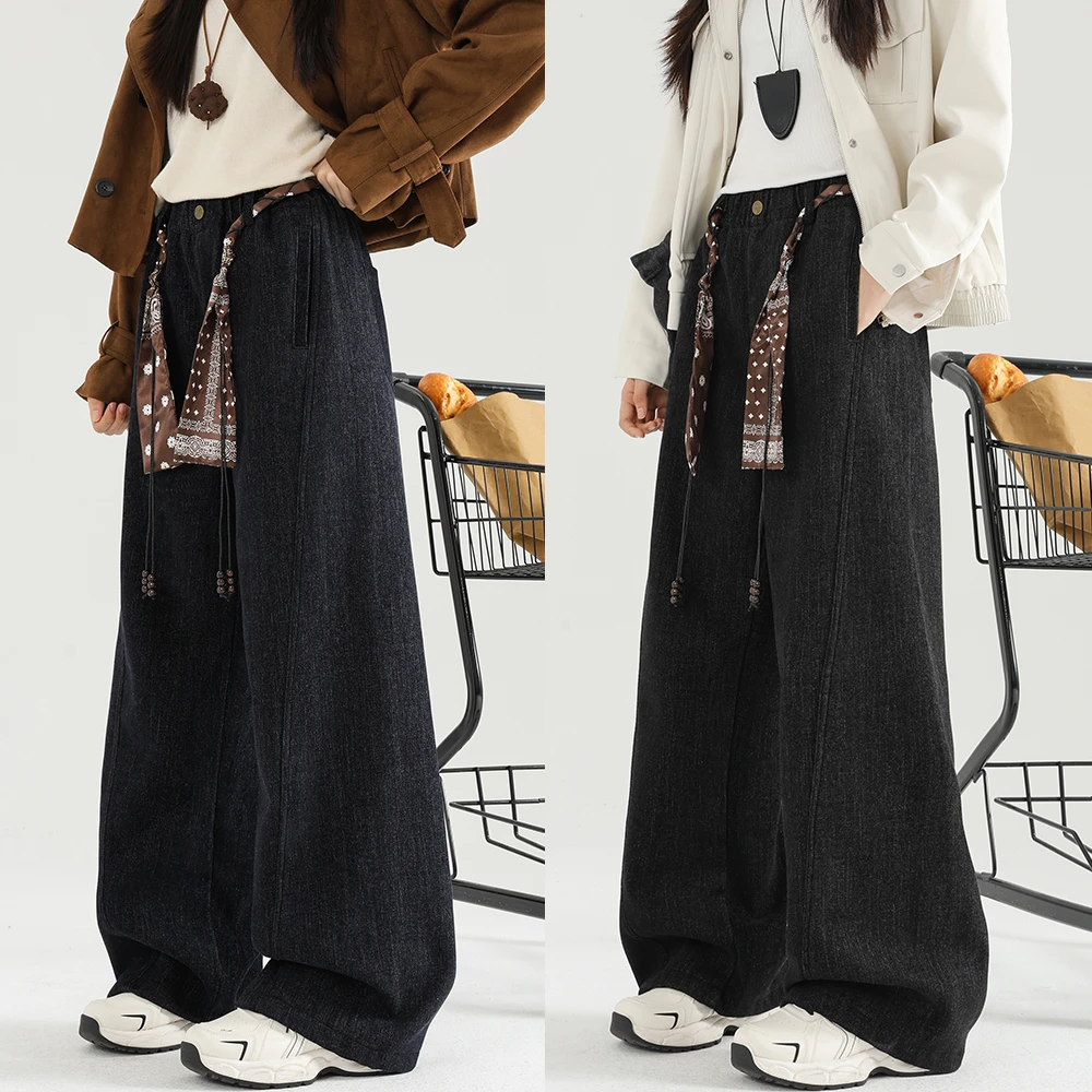 【奥利一体绒】雪尼尔女童加绒休闲裤卫裤2025新款大童冬装加厚长裤