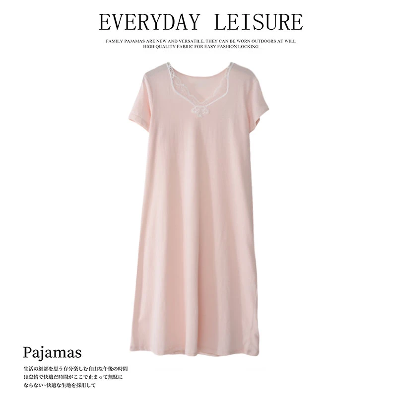 新款女士镂空短袖家居睡裙BB0381舒适柔软透气时尚亲肤