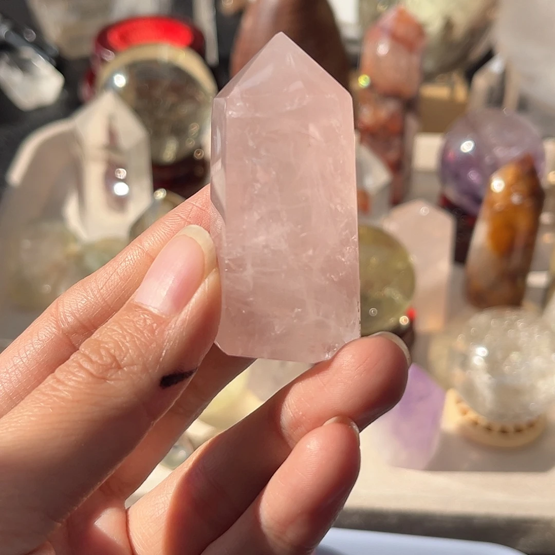 珠宝半成品水晶未镶嵌101粉晶柱