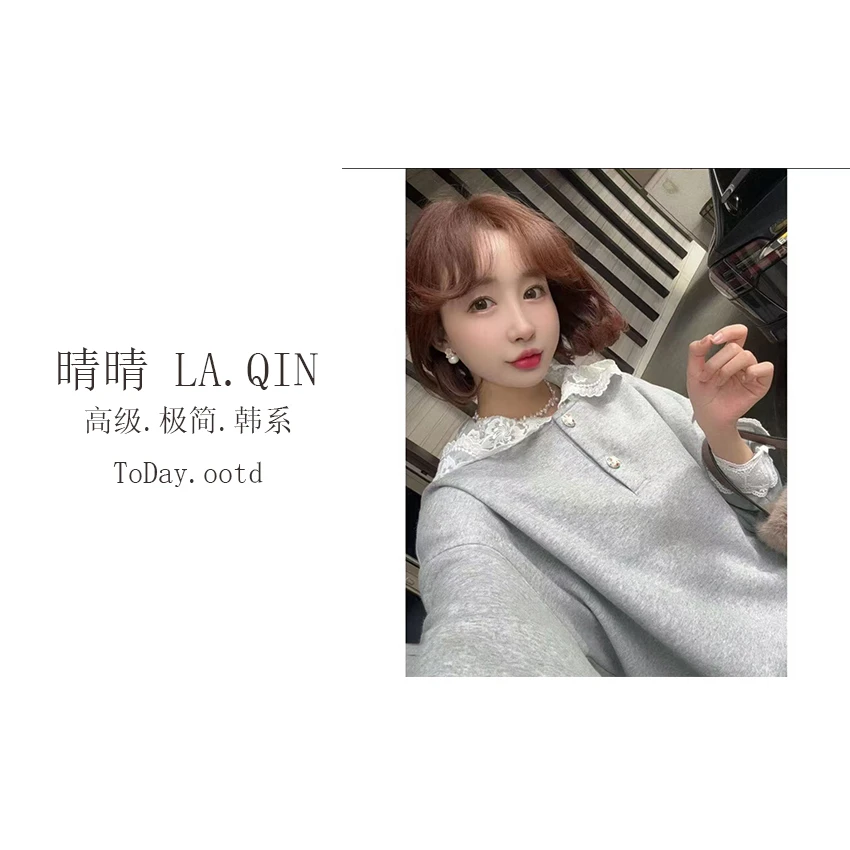 晴晴家-【青池琉璃纱】韩系时尚设计感半扣蕾丝连帽花边裙套装2011