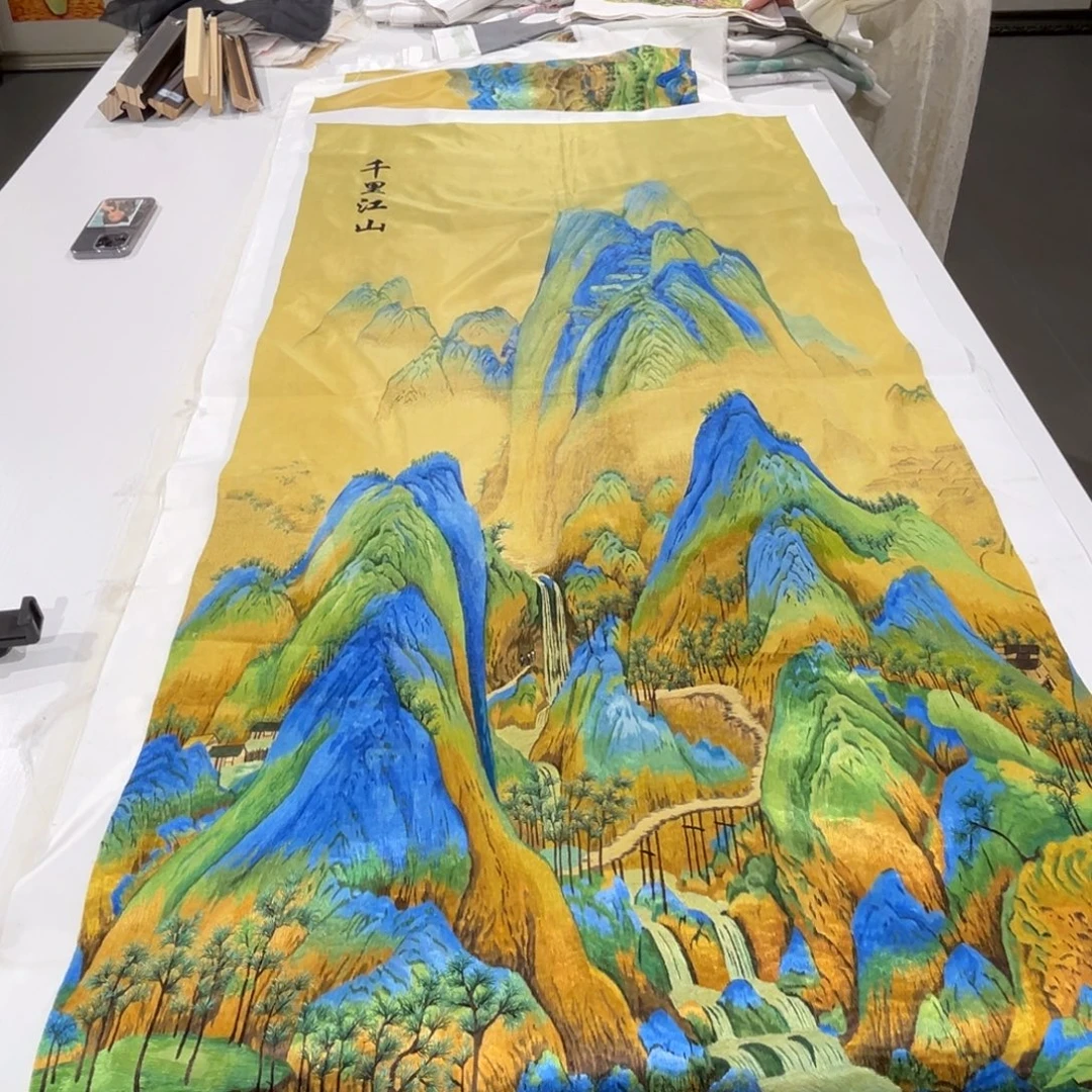白***墨织绣手工苏绣刺绣成品反裱