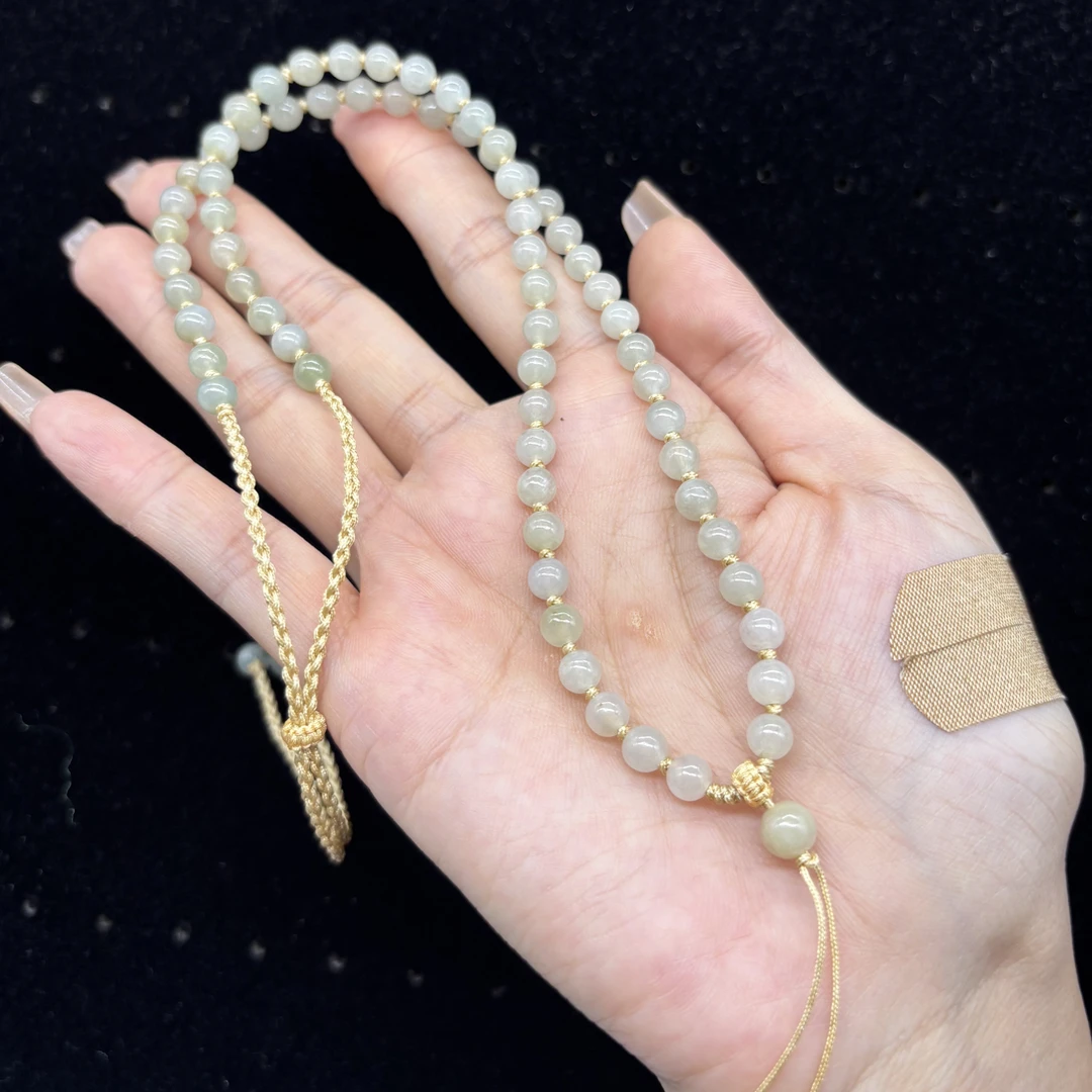 福利天然缅甸A货翡翠黄翡圆珠5mm编织佛公无事牌挂件绳百搭调节款