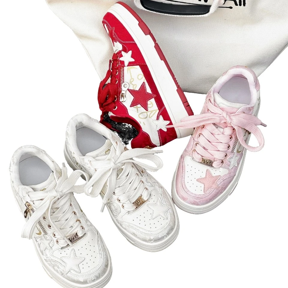 455542152一见心动～星星鞋女2025春款百搭板鞋ins潮运动女