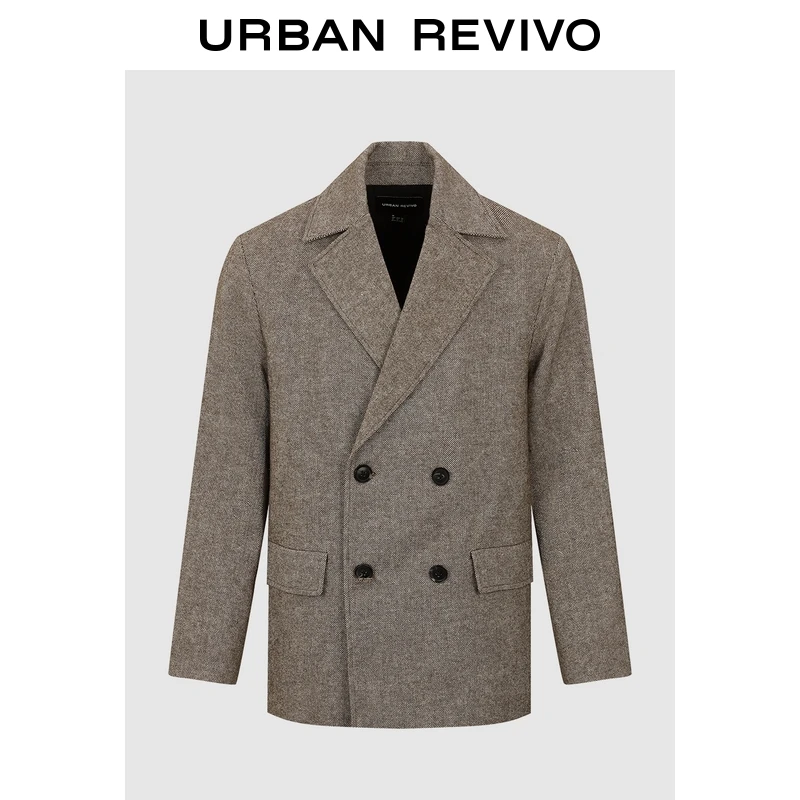 UR2025秋季新款男装流光风双排扣含羊毛大衣外套UMF150092