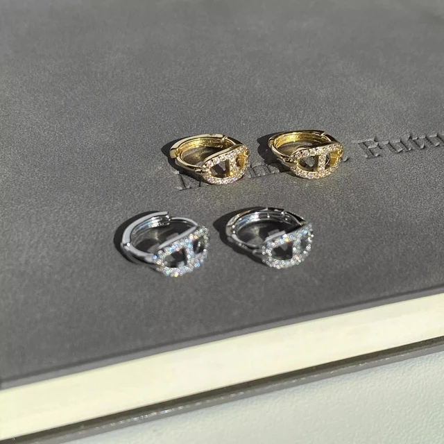 老凤祥足银S925纯银猪鼻子耳环女轻奢高级耳扣耳钉精致小巧圈圈耳