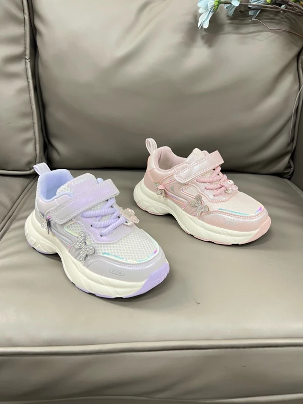 B12  D515儿童休闲运动鞋老爹鞋（紫色网面/粉色皮面）