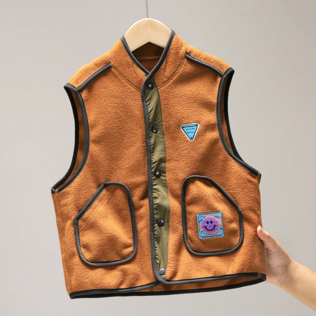 儿童摇粒绒马甲坎肩男宝宝秋冬内穿背心男童加绒外穿马夹 872571